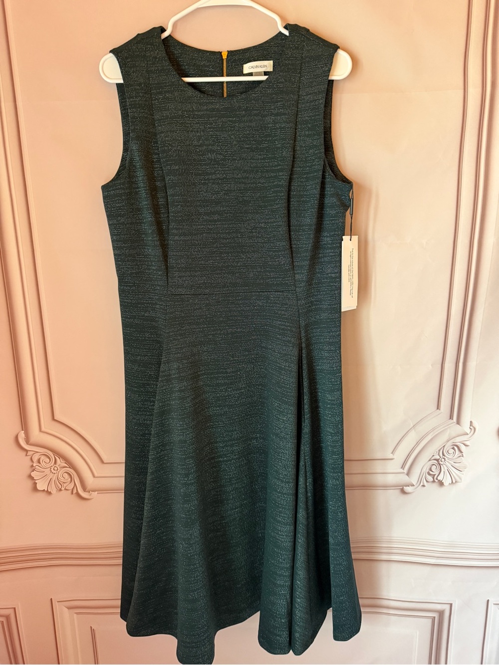 Calvin Klein ✨ Metallic Sleeveless Dress Size 14 NWT CD0ME326 MAL